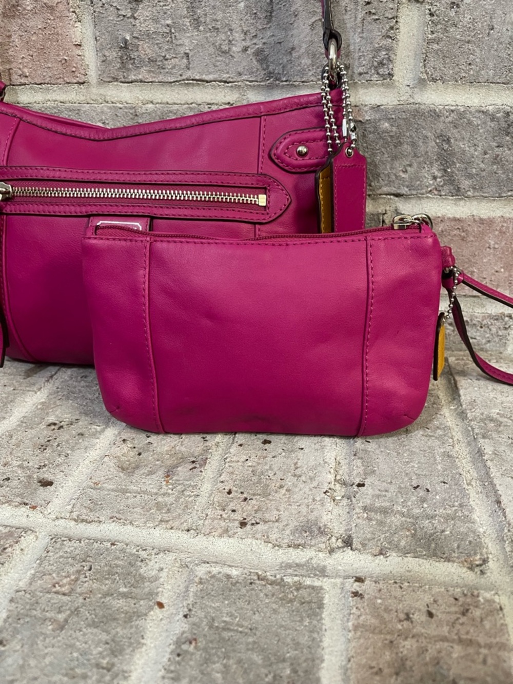 Coach Magenta Shoulder Bag with Removable Strap and Wristlet - Picture 5 of 14